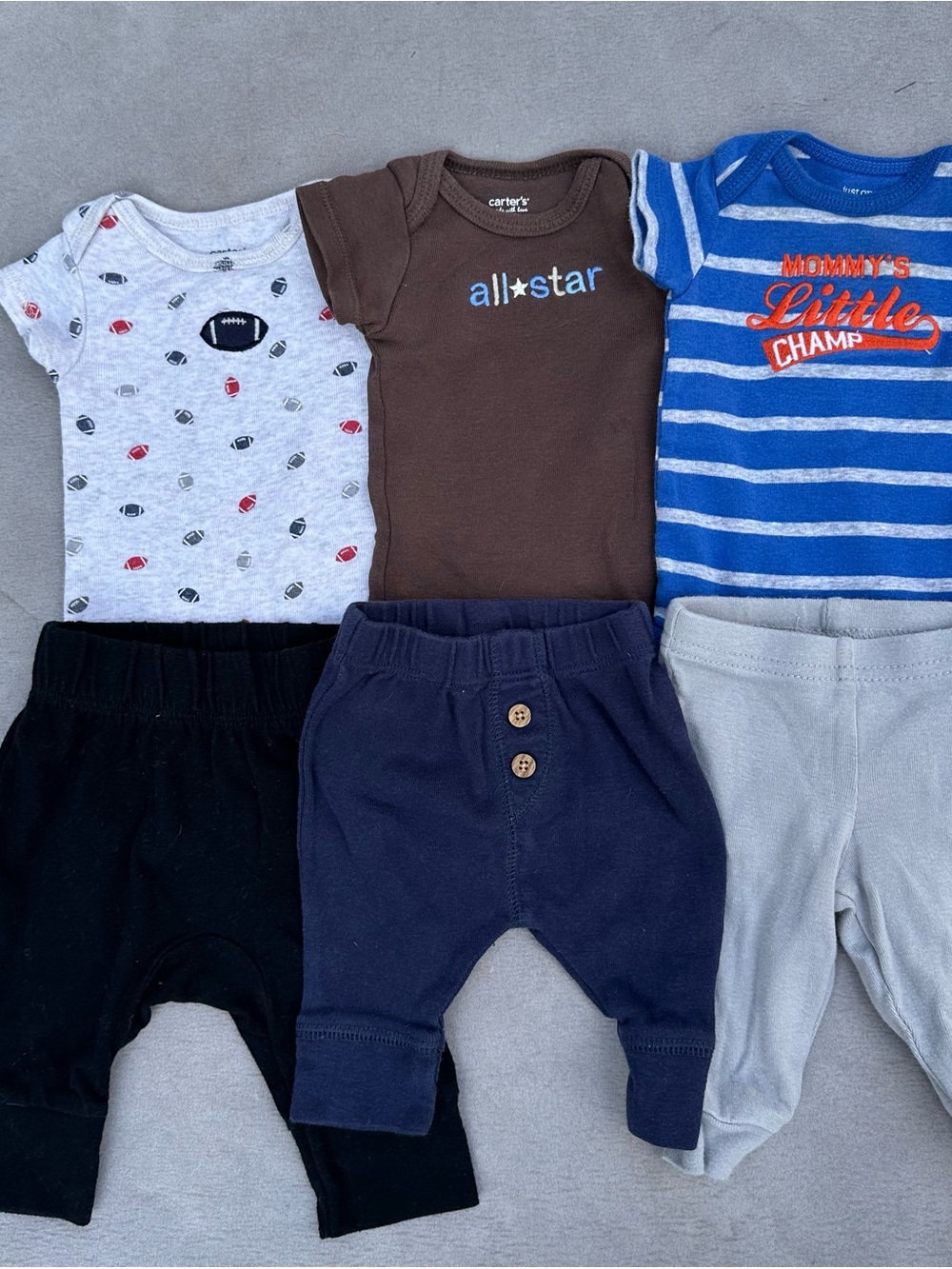 Carter's Blue Stripe & Brown All-Star Baby Matching Sets